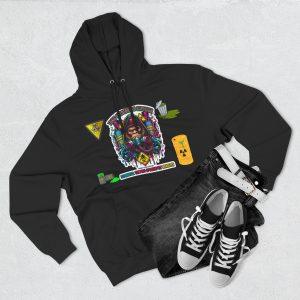 Sudadera con capucha y máscara tribal psicodélica: jersey con estampado vaporwave colorido.