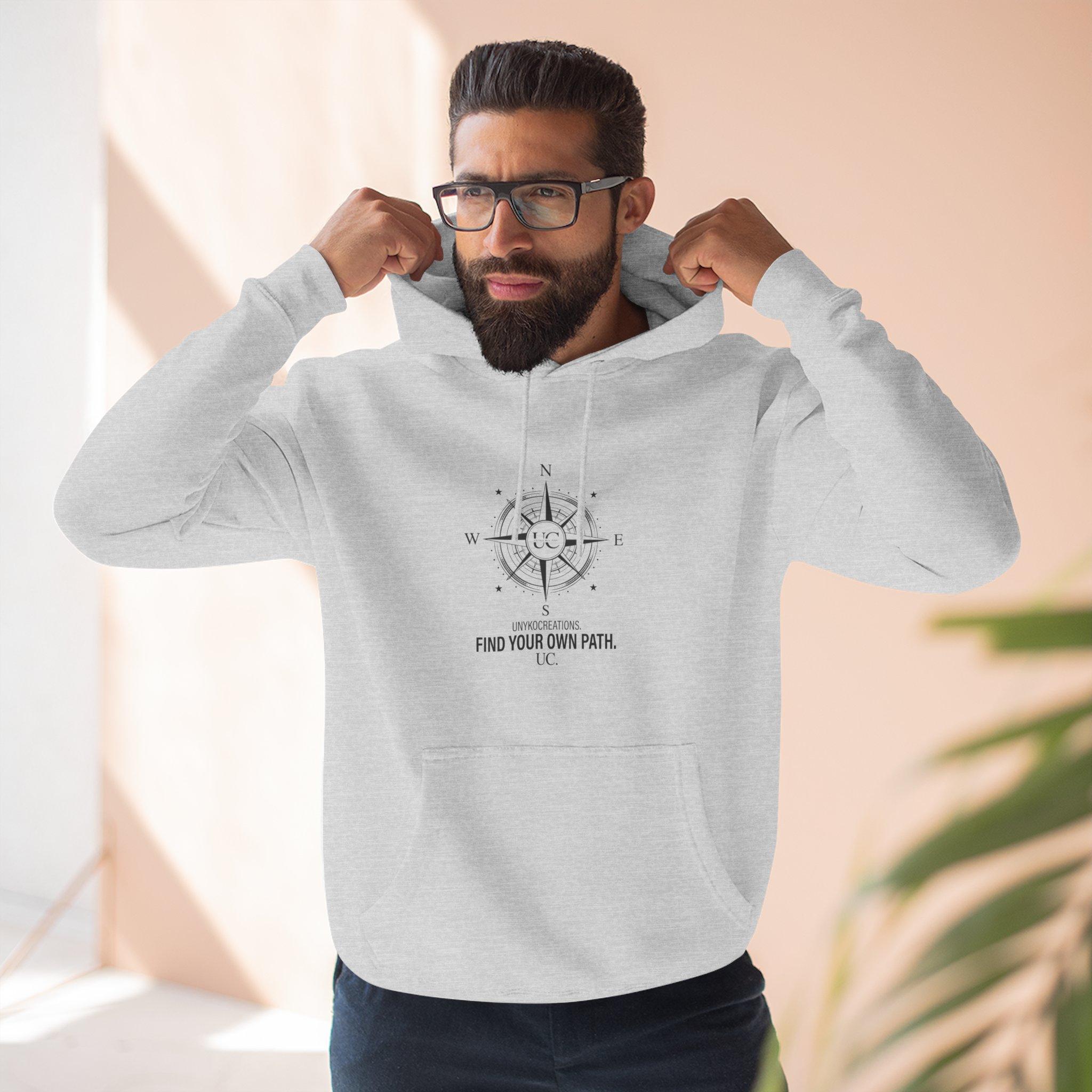 Compass Graphic Hoodie - "Find Your Own Path" Minimal Adventure Pullover 4 Compass Graphic Hoodie - "Find Your Own Path" Minimal Adventure Pullover - Imagen 4