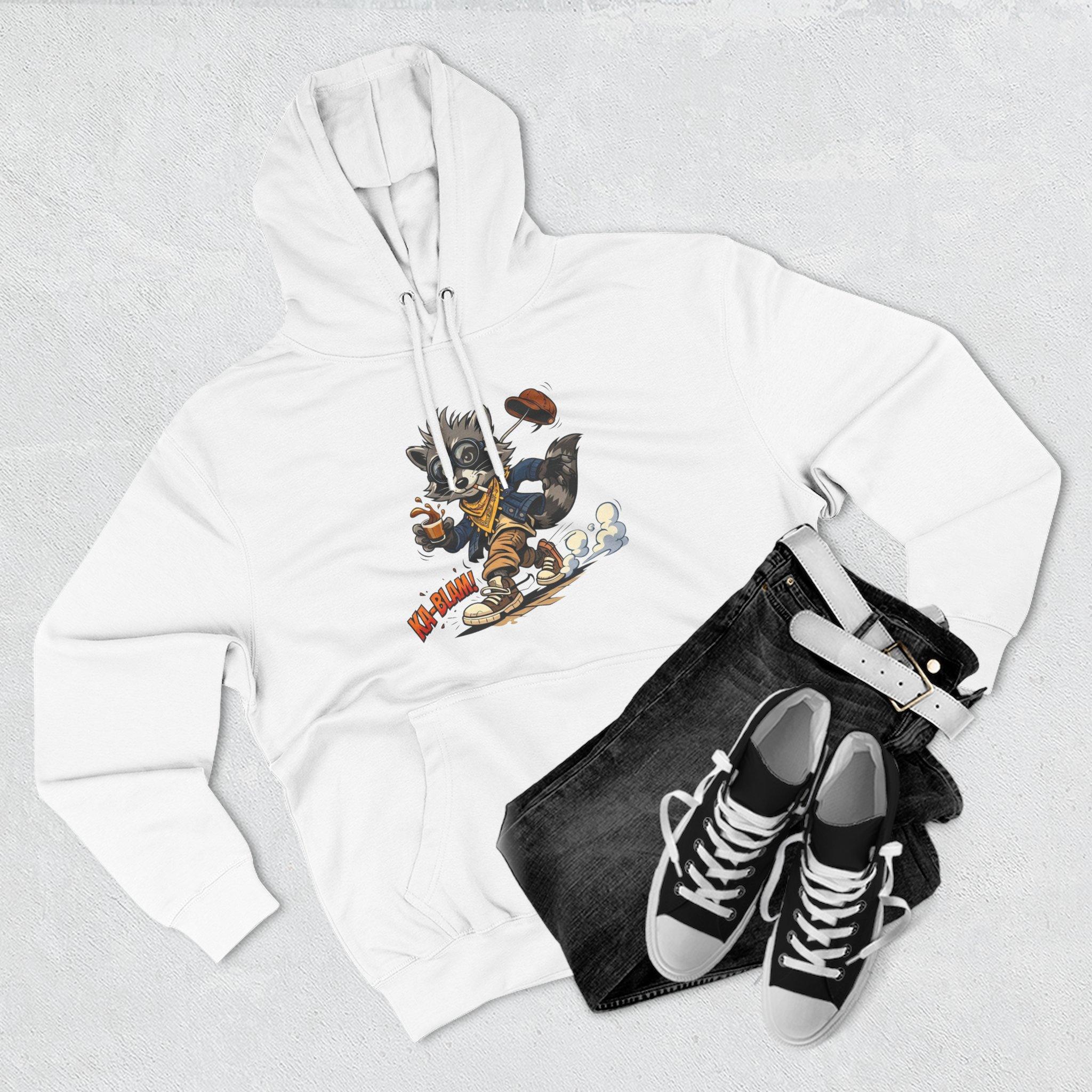 Vintage Football Raccoon Hoodie — Grunge Cartoon Sports Pullover 2 Vintage Football Raccoon Hoodie — Grunge Cartoon Sports Pullover - Imagen 2