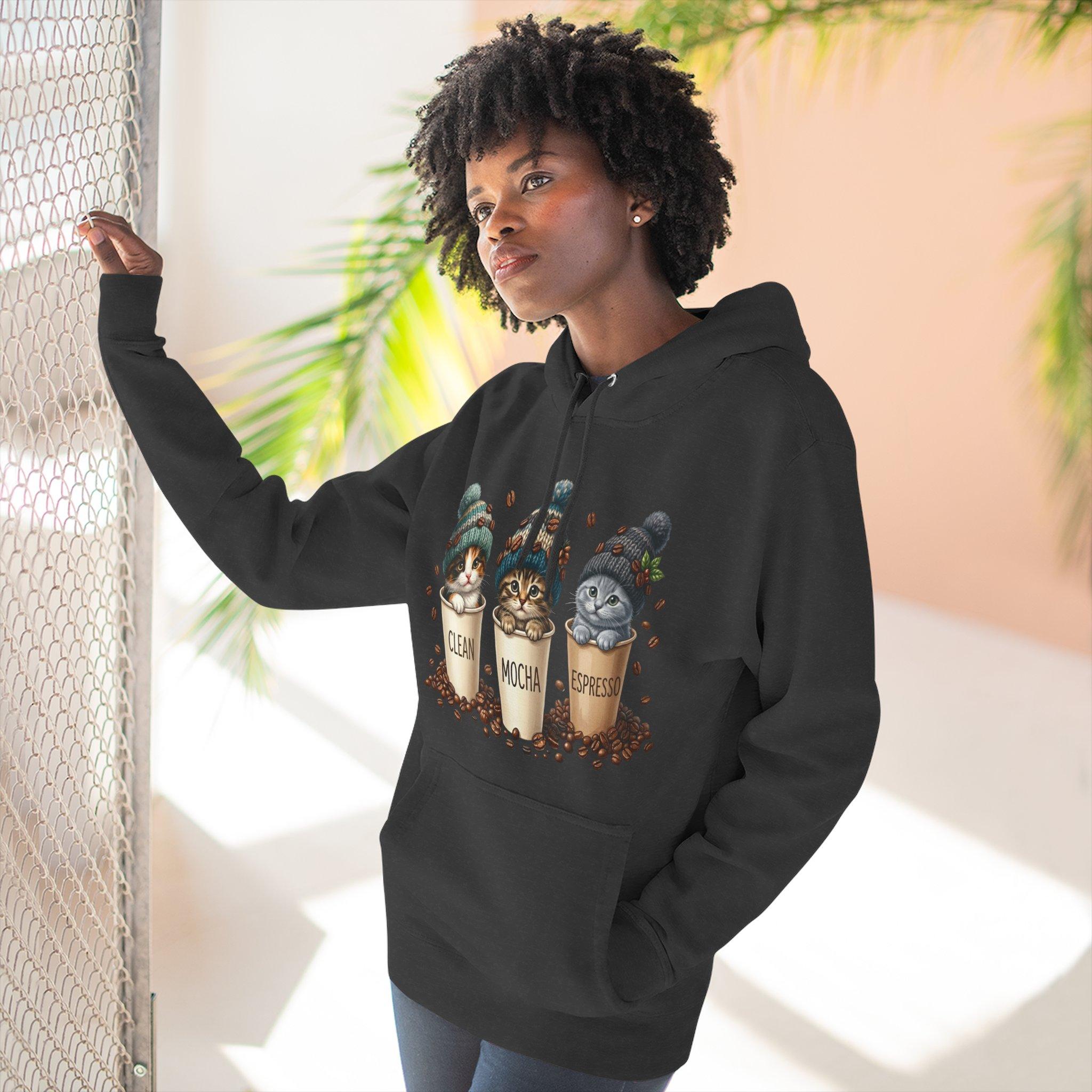 Coffee Cats Hoodie — Cute 'Clean Mocha Espresso' Cat Coffee Cups Fleece Pullover 12 Coffee Cats Hoodie — Cute 'Clean Mocha Espresso' Cat Coffee Cups Fleece Pullover - Imagen 12