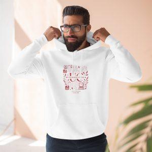 Minimalist Floral Hoodie — 'Love & Creation' Center Graphic Fleece Hoodie