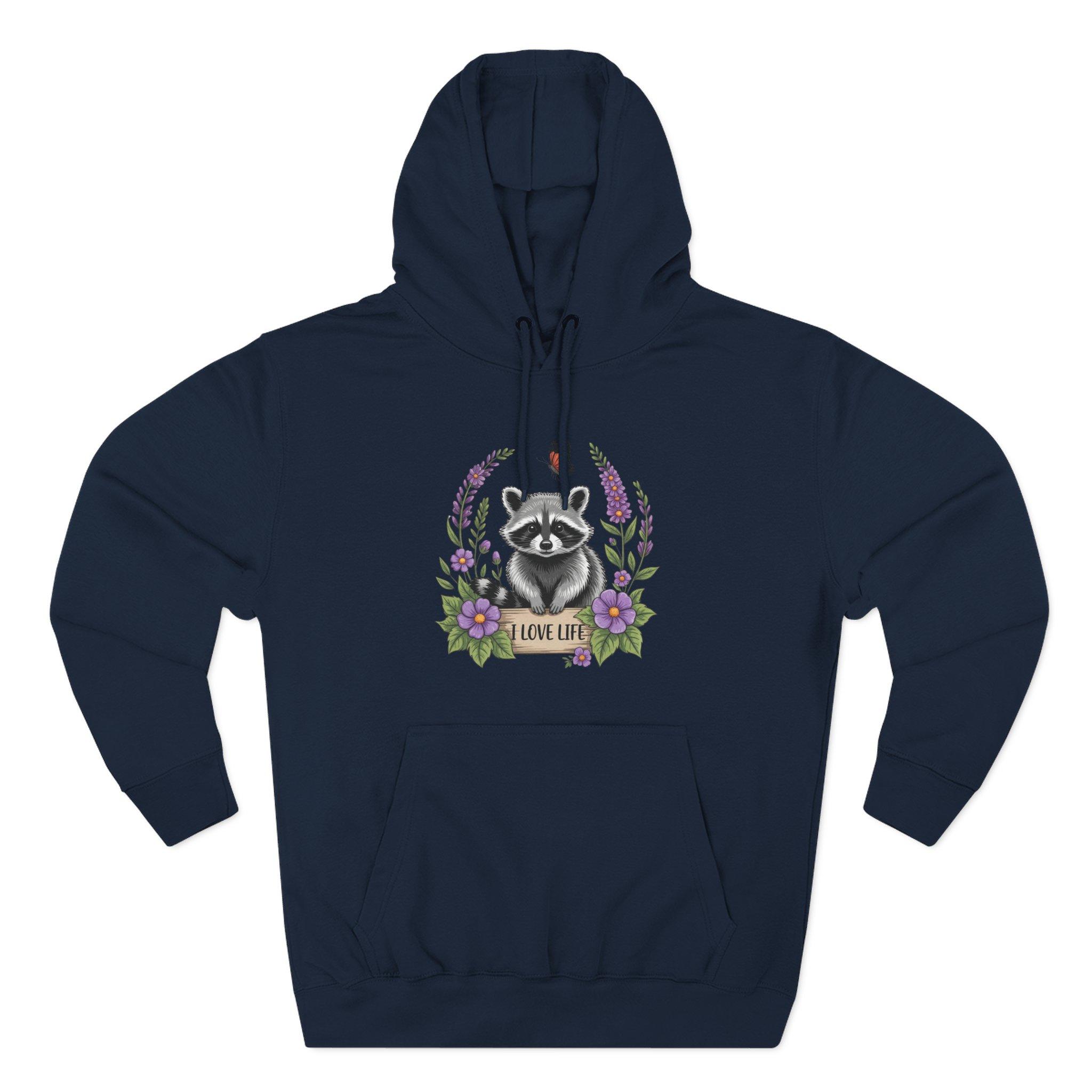 Raccoon Floral 'Love Life' Hoodie – Cute Woodland Animal Pullover 22 Raccoon Floral 'Love Life' Hoodie – Cute Woodland Animal Pullover - Imagen 22