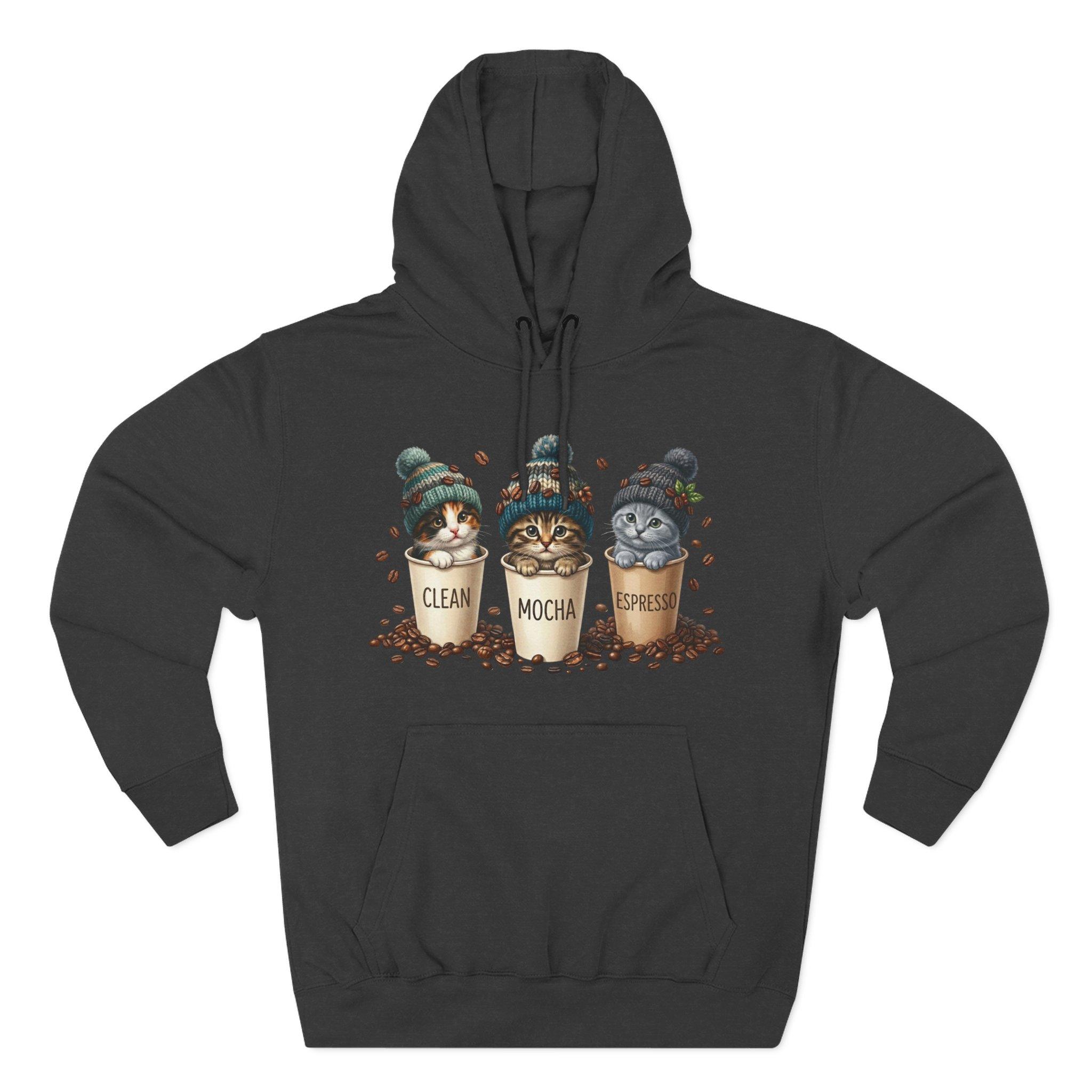 Coffee Cats Hoodie — Cute 'Clean Mocha Espresso' Cat Coffee Cups Fleece Pullover 14 Coffee Cats Hoodie — Cute 'Clean Mocha Espresso' Cat Coffee Cups Fleece Pullover - Imagen 14