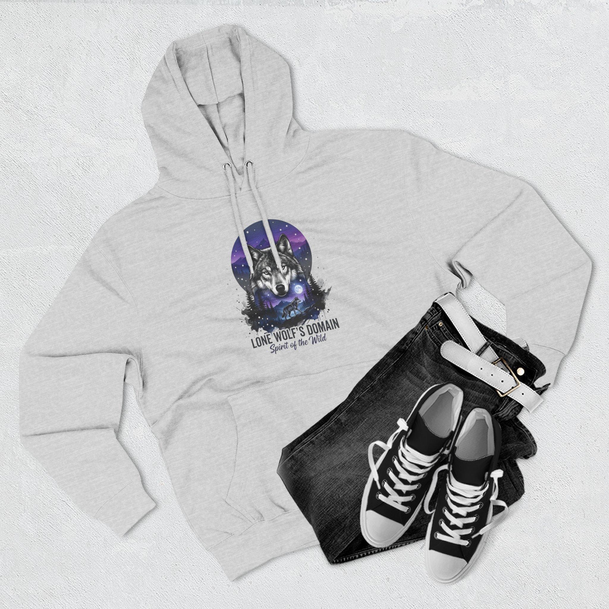 Wolf Moon Hoodie — "Lone Wolf's Domain" Graphic Fleece Pullover 3 Wolf Moon Hoodie — "Lone Wolf's Domain" Graphic Fleece Pullover - Imagen 3