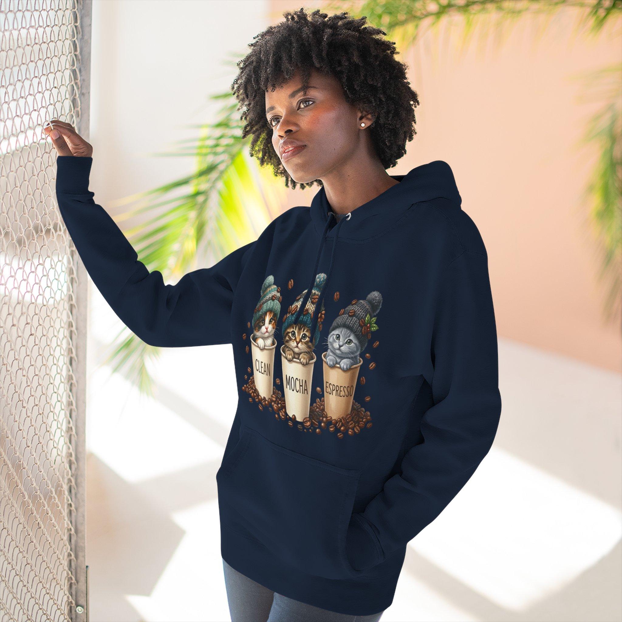 Coffee Cats Hoodie — Cute 'Clean Mocha Espresso' Cat Coffee Cups Fleece Pullover 27 Coffee Cats Hoodie — Cute 'Clean Mocha Espresso' Cat Coffee Cups Fleece Pullover - Imagen 27