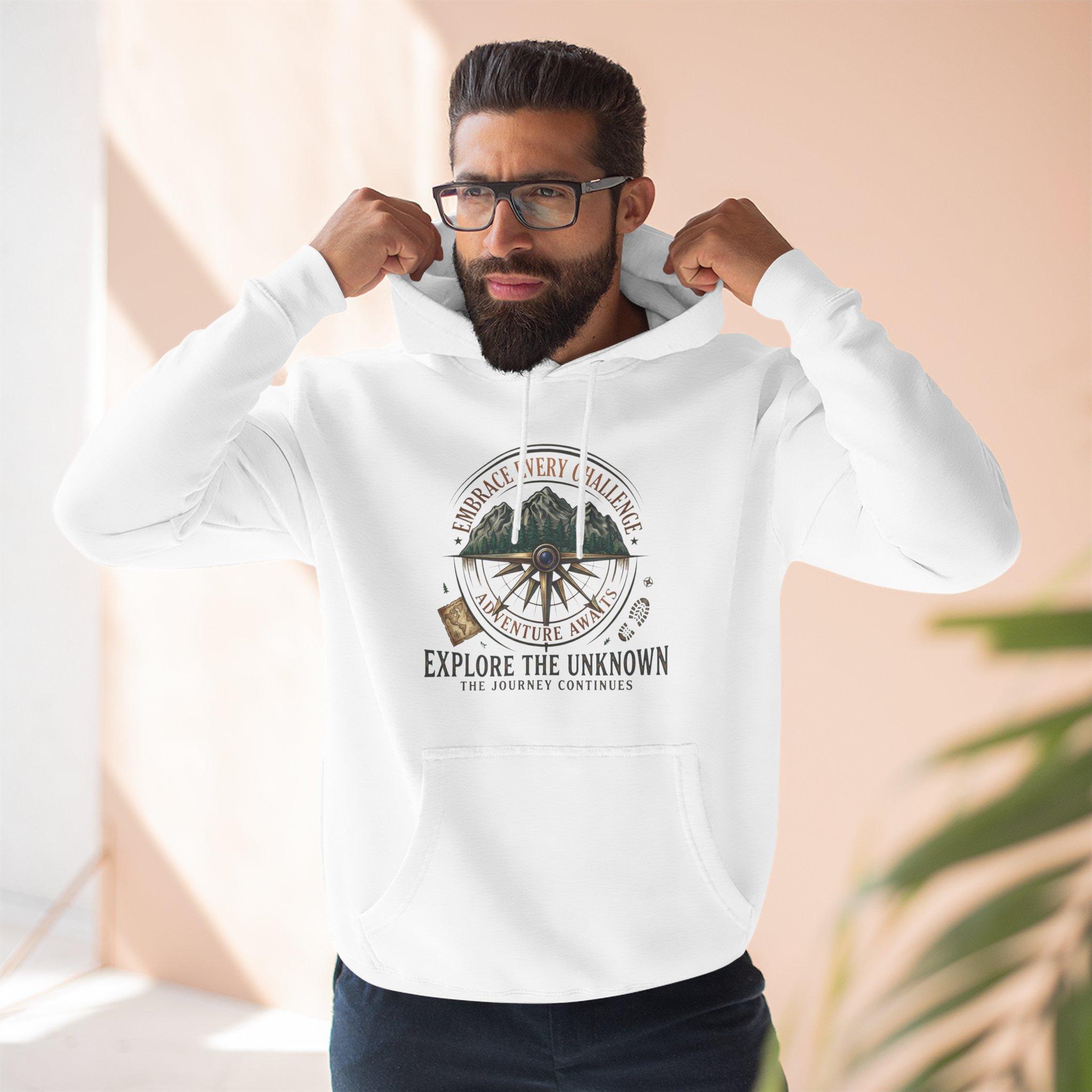 Adventure Hoodie - "Explore the Unknown" Mountain Compass Graphic 1 Adventure Hoodie - "Explore the Unknown" Mountain Compass Graphic