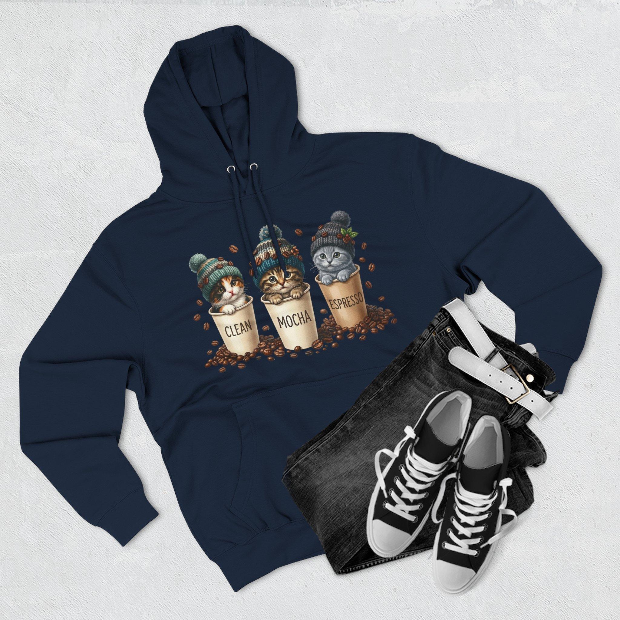 Coffee Cats Hoodie — Cute 'Clean Mocha Espresso' Cat Coffee Cups Fleece Pullover 28 Coffee Cats Hoodie — Cute 'Clean Mocha Espresso' Cat Coffee Cups Fleece Pullover - Imagen 28