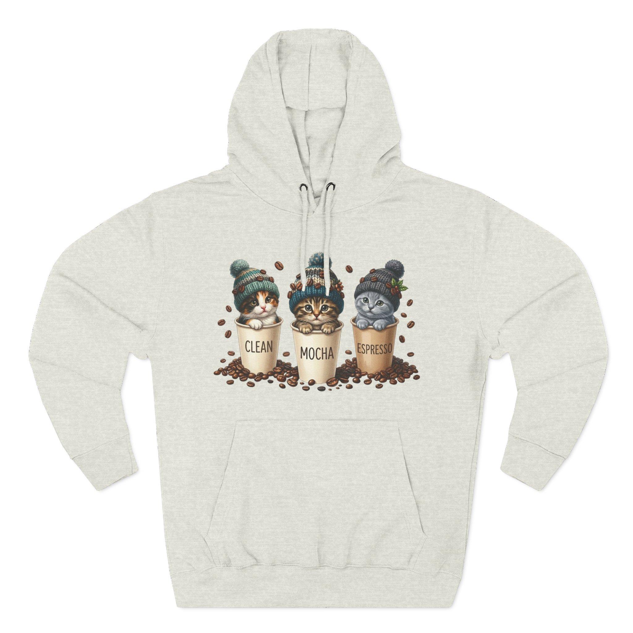 Coffee Cats Hoodie — Cute 'Clean Mocha Espresso' Cat Coffee Cups Fleece Pullover 19 Coffee Cats Hoodie — Cute 'Clean Mocha Espresso' Cat Coffee Cups Fleece Pullover - Imagen 19