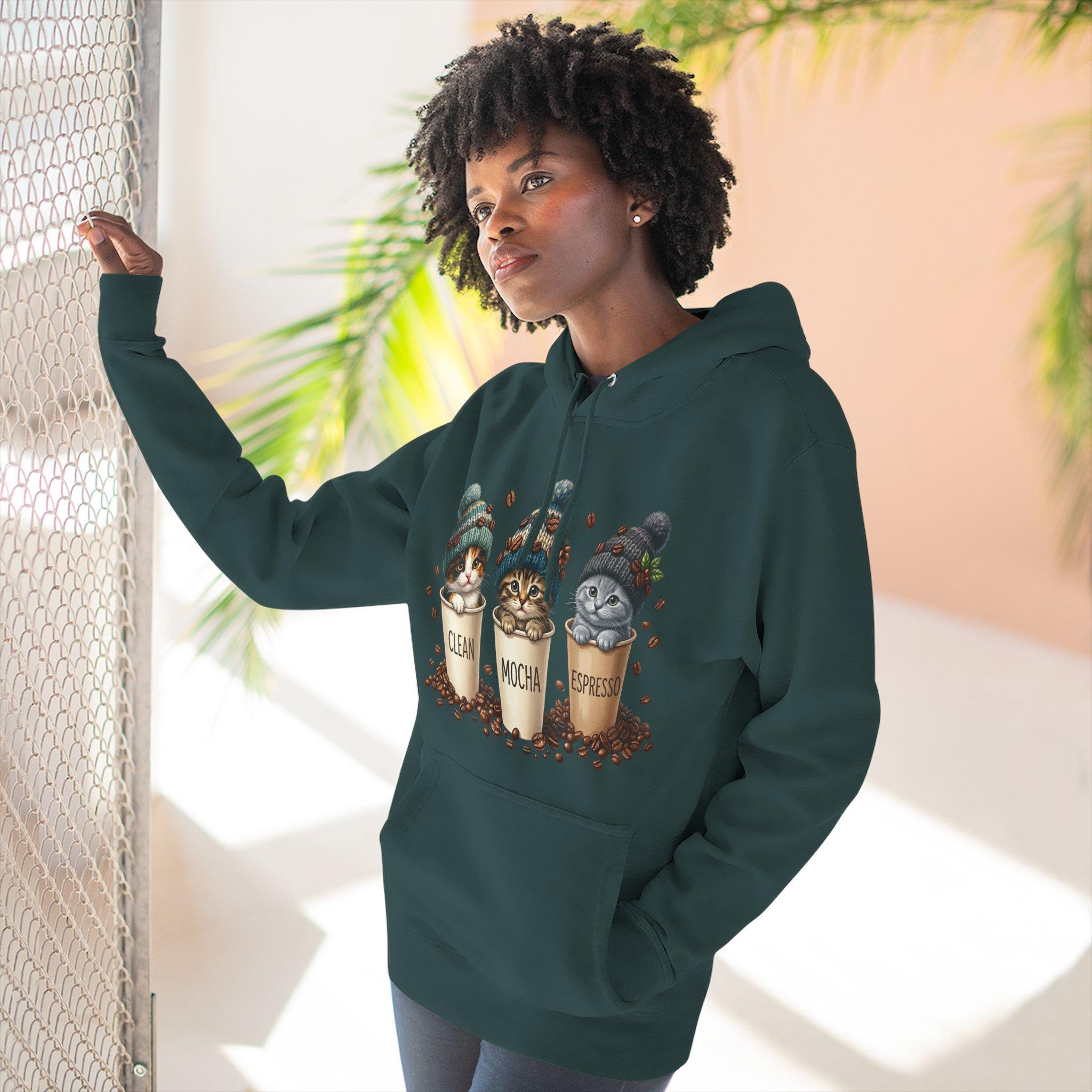 Coffee Cats Hoodie — Cute 'Clean Mocha Espresso' Cat Coffee Cups Fleece Pullover 22 Coffee Cats Hoodie — Cute 'Clean Mocha Espresso' Cat Coffee Cups Fleece Pullover - Imagen 22