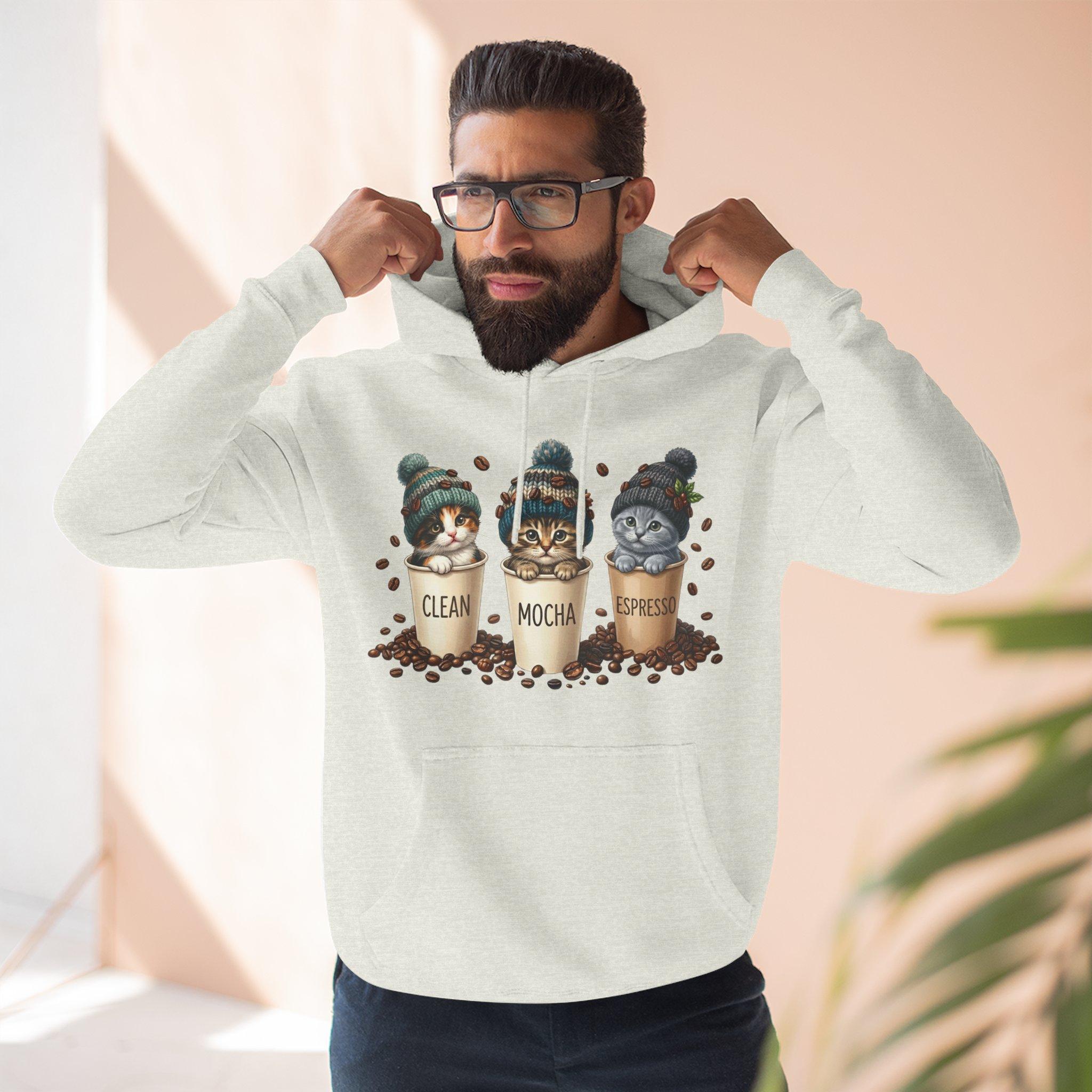 Coffee Cats Hoodie — Cute 'Clean Mocha Espresso' Cat Coffee Cups Fleece Pullover 16 Coffee Cats Hoodie — Cute 'Clean Mocha Espresso' Cat Coffee Cups Fleece Pullover - Imagen 16