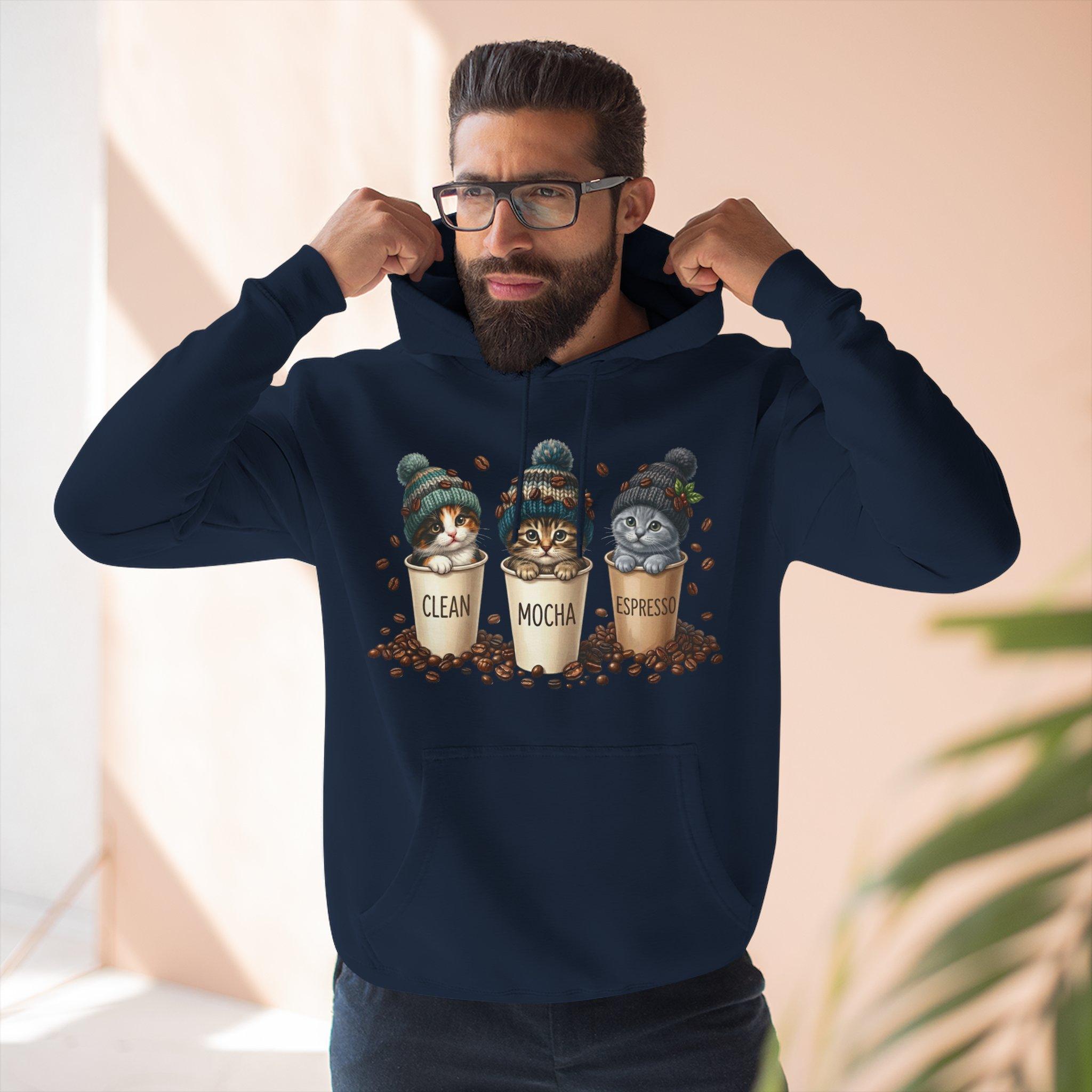Coffee Cats Hoodie — Cute 'Clean Mocha Espresso' Cat Coffee Cups Fleece Pullover 26 Coffee Cats Hoodie — Cute 'Clean Mocha Espresso' Cat Coffee Cups Fleece Pullover - Imagen 26