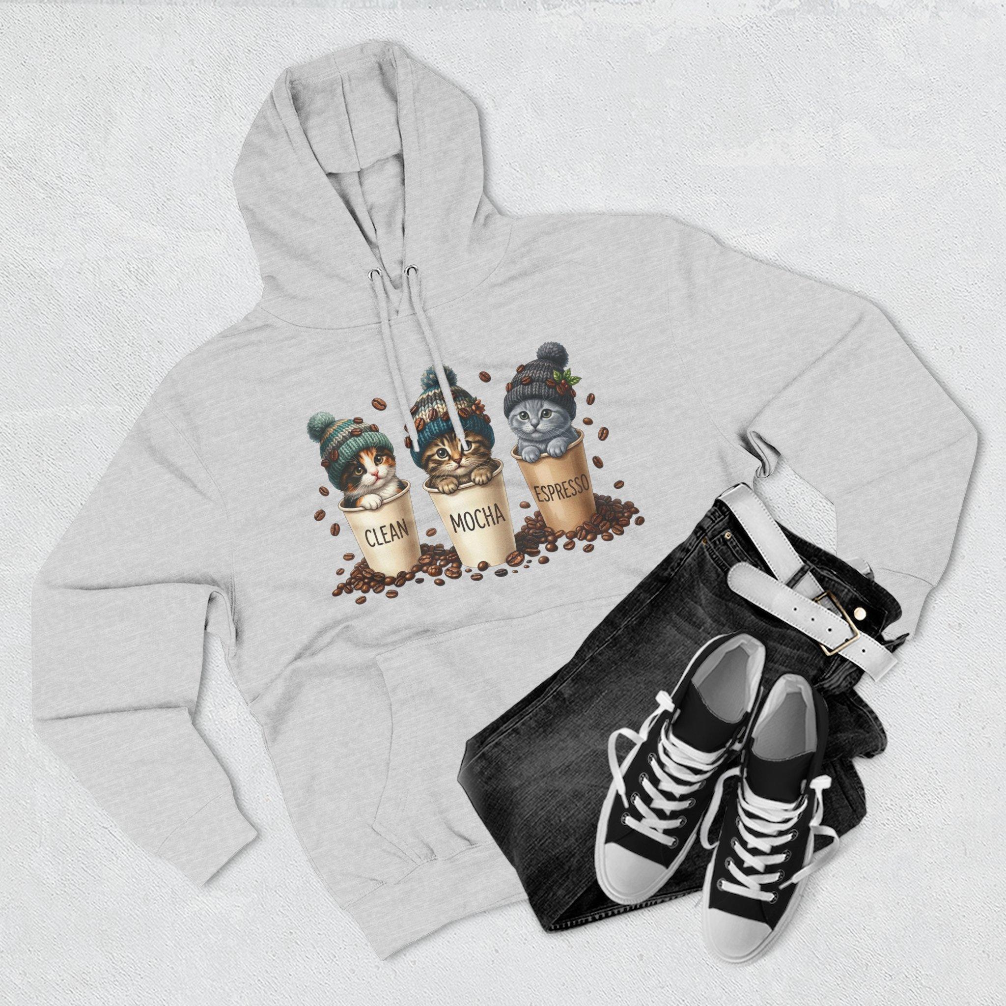 Coffee Cats Hoodie — Cute 'Clean Mocha Espresso' Cat Coffee Cups Fleece Pullover 8 Coffee Cats Hoodie — Cute 'Clean Mocha Espresso' Cat Coffee Cups Fleece Pullover - Imagen 8