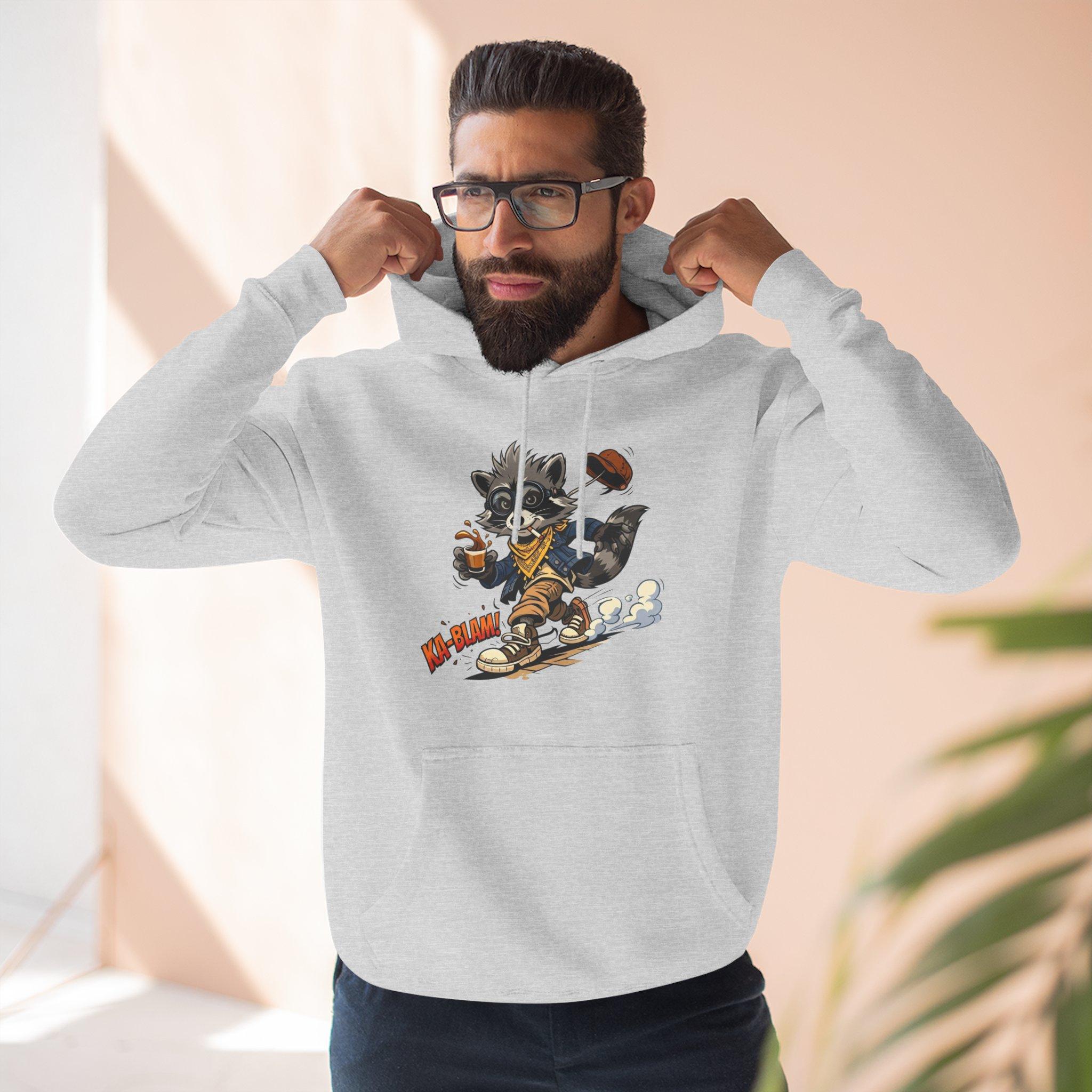 Vintage Football Raccoon Hoodie — Grunge Cartoon Sports Pullover 4 Vintage Football Raccoon Hoodie — Grunge Cartoon Sports Pullover - Imagen 4