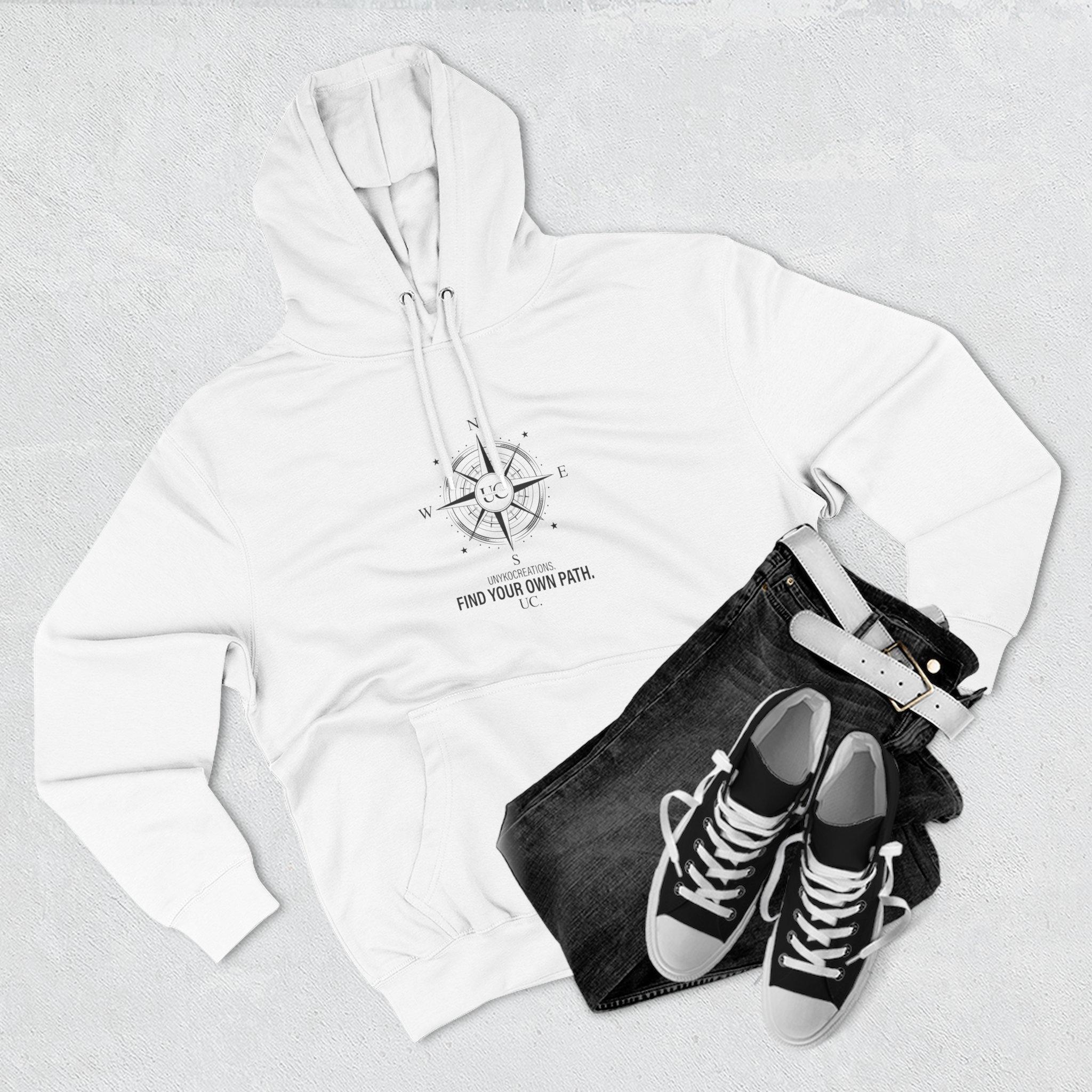 Compass Graphic Hoodie - "Find Your Own Path" Minimal Adventure Pullover 2 Compass Graphic Hoodie - "Find Your Own Path" Minimal Adventure Pullover - Imagen 2