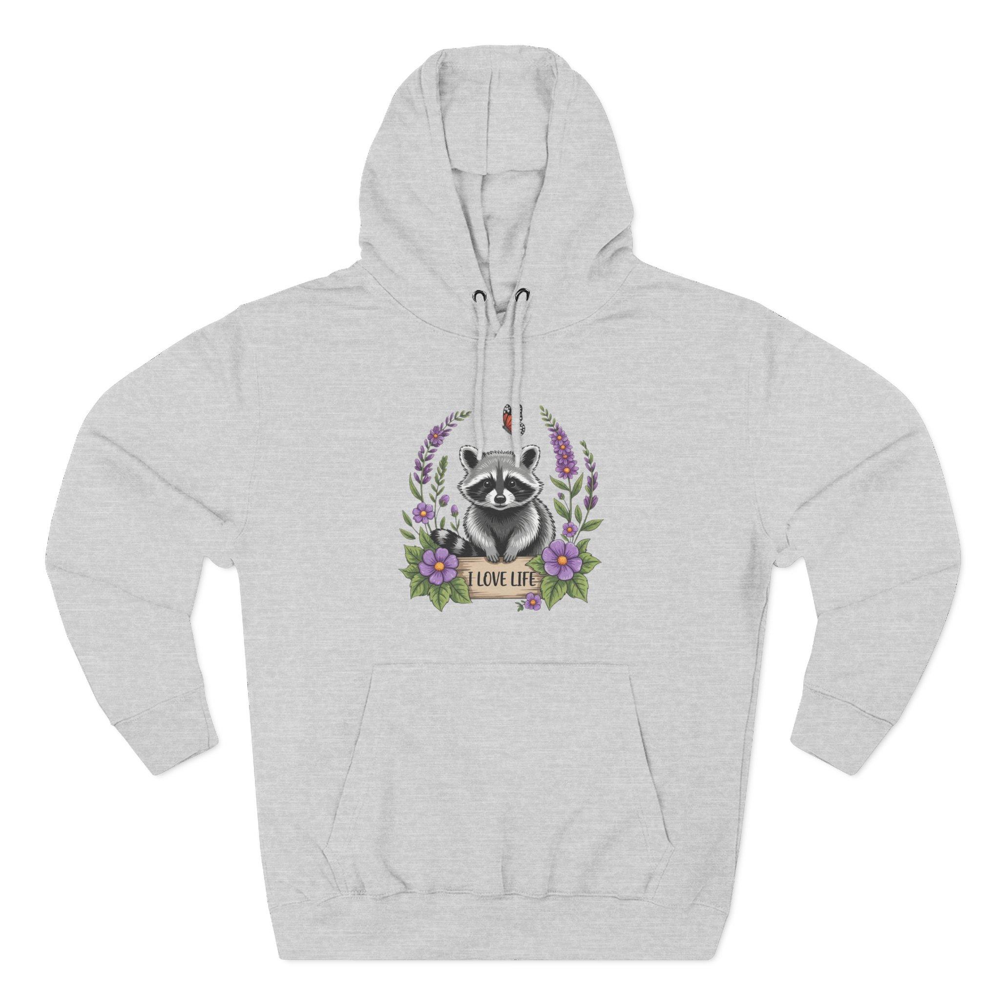 Raccoon Floral 'Love Life' Hoodie – Cute Woodland Animal Pullover 6 Raccoon Floral 'Love Life' Hoodie – Cute Woodland Animal Pullover - Imagen 6