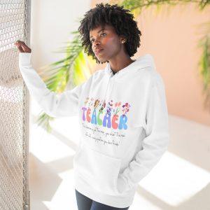 Teacher Floral Hoodie — Colorful "Teacher" Print, Gift for Educators
