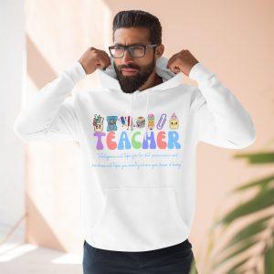 Teacher Graphic Hoodie — Cute Classroom Icons "TEACHER" Design, Gift for Educators