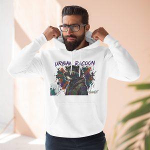 Sudadera con capucha gráfica de Urban Raccoon: jersey de arte bandido "URBAN RACOON"