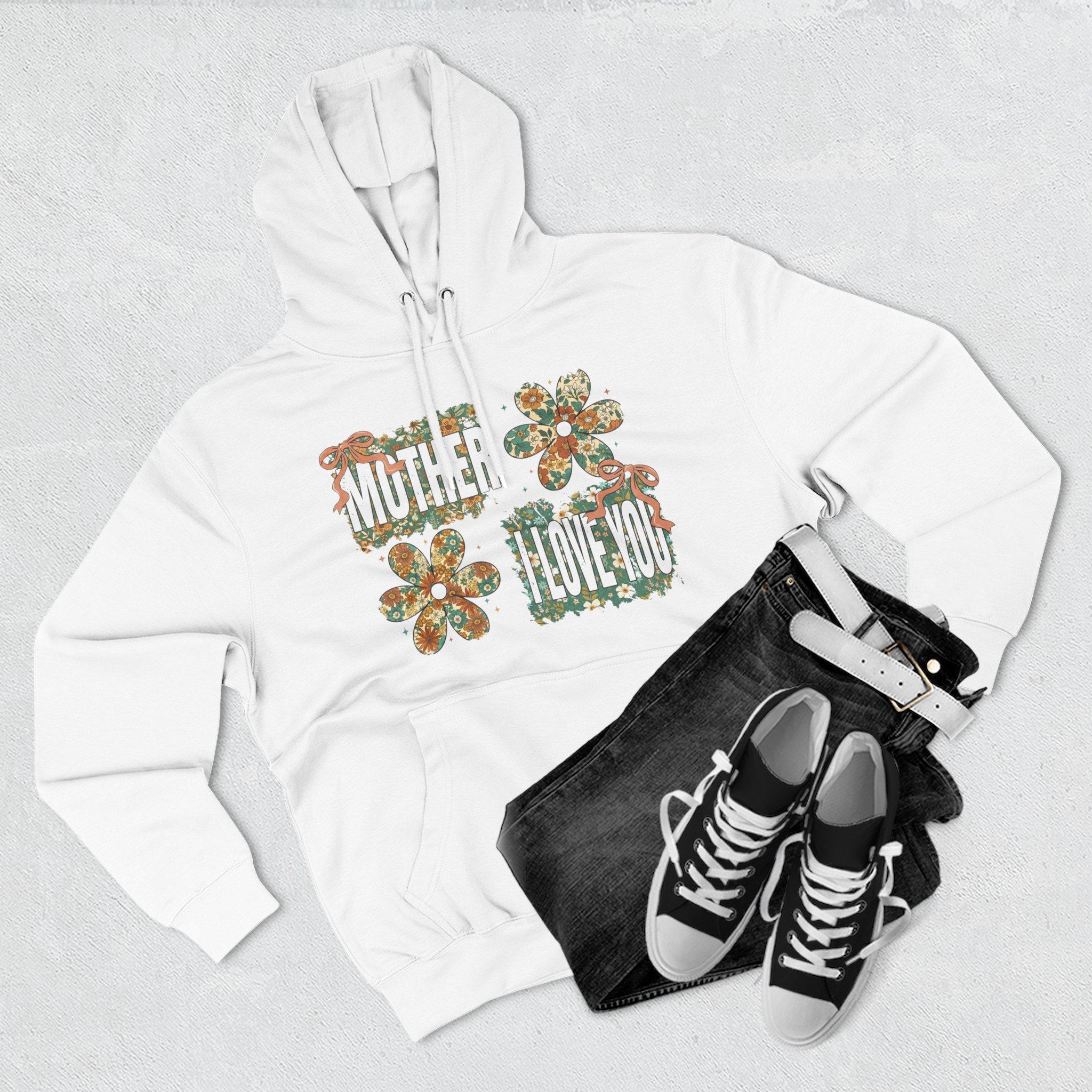 Sudadera con capucha floral "Mother I Love You" — Sudadera polar retro con estampado floral 2 Sudadera con capucha floral "Mother I Love You" — Sudadera polar retro con estampado floral - Imagen 2