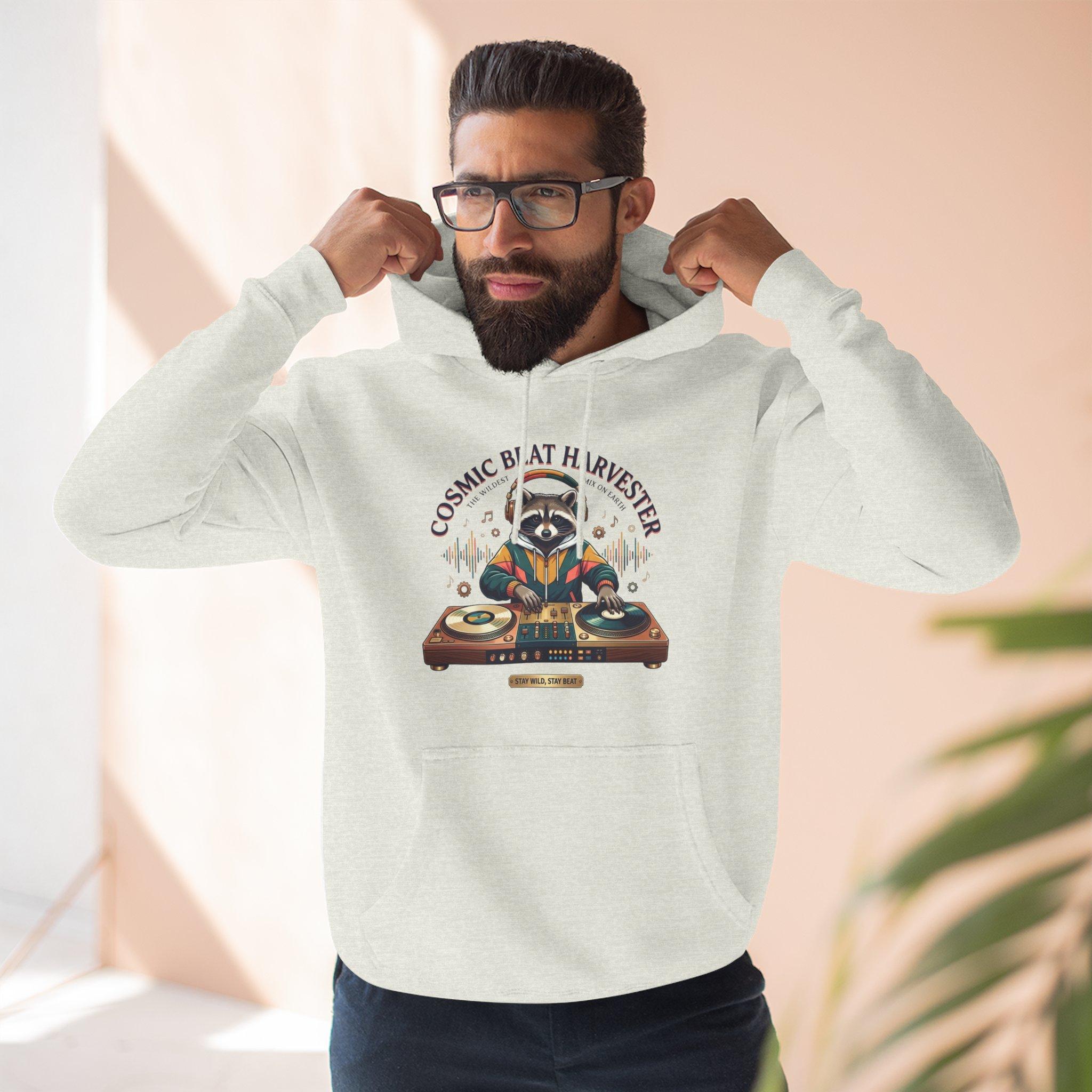 DJ Raccoon 'Cosmic Beat Harvester' Fleece Hoodie — Graphic Music Lover Pullover 21 DJ Raccoon 'Cosmic Beat Harvester' Fleece Hoodie — Graphic Music Lover Pullover - Imagen 21