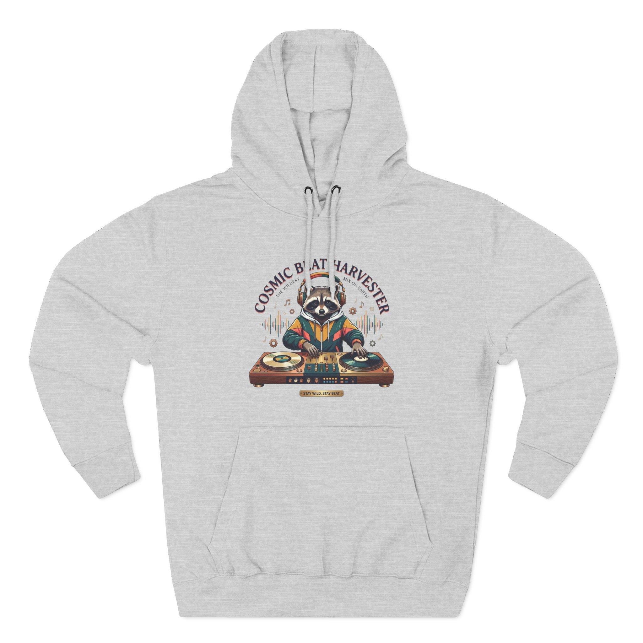 DJ Raccoon 'Cosmic Beat Harvester' Fleece Hoodie — Graphic Music Lover Pullover 14 DJ Raccoon 'Cosmic Beat Harvester' Fleece Hoodie — Graphic Music Lover Pullover - Imagen 14
