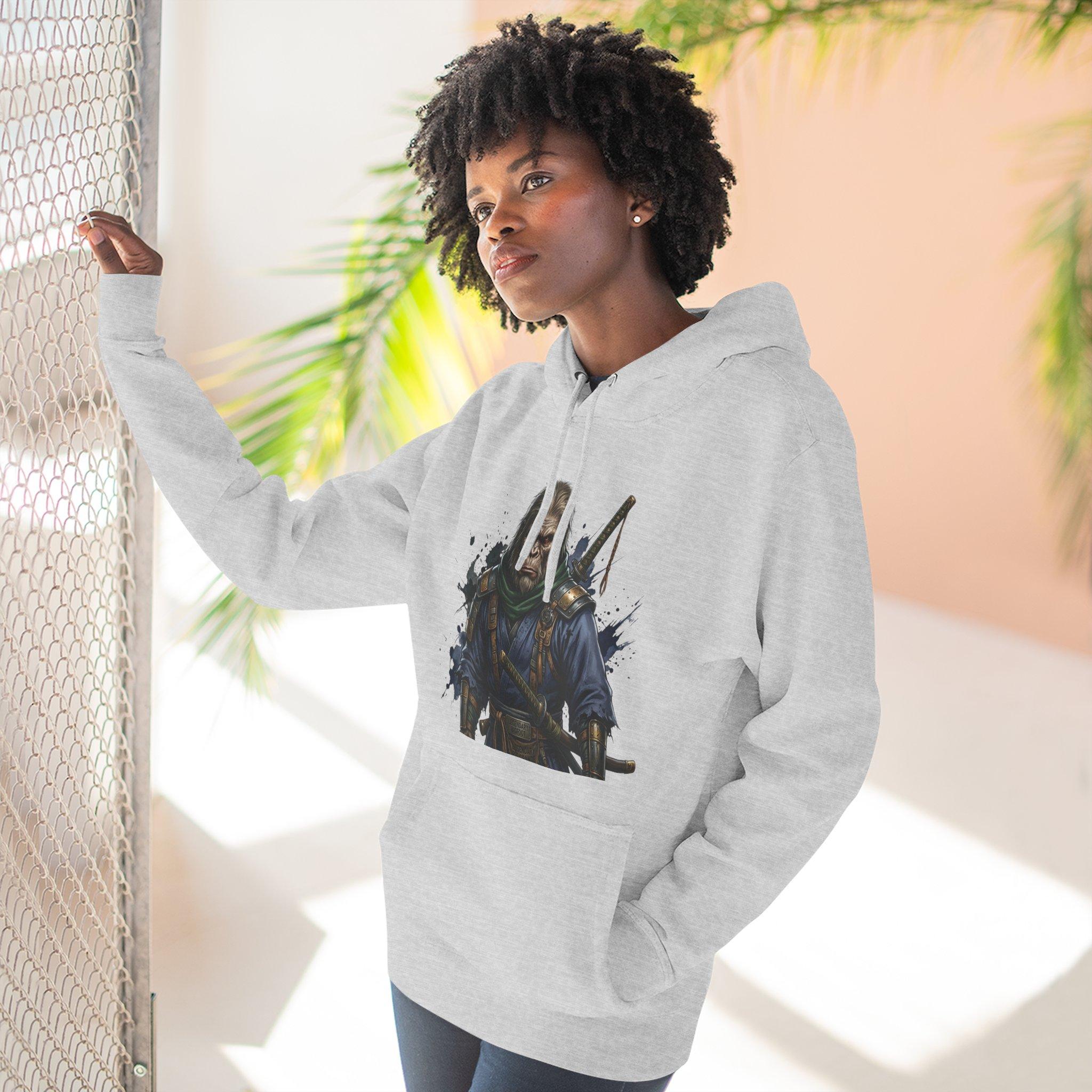 Samurai Warrior Fleece Hoodie — Three-Panel Graphic Pullover with Swords 6 Samurai Warrior Fleece Hoodie — Three-Panel Graphic Pullover with Swords - Imagen 6