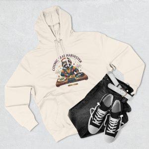 DJ Raccoon 'Cosmic Beat Harvester' Fleece Hoodie — Graphic Music Lover Pullover
