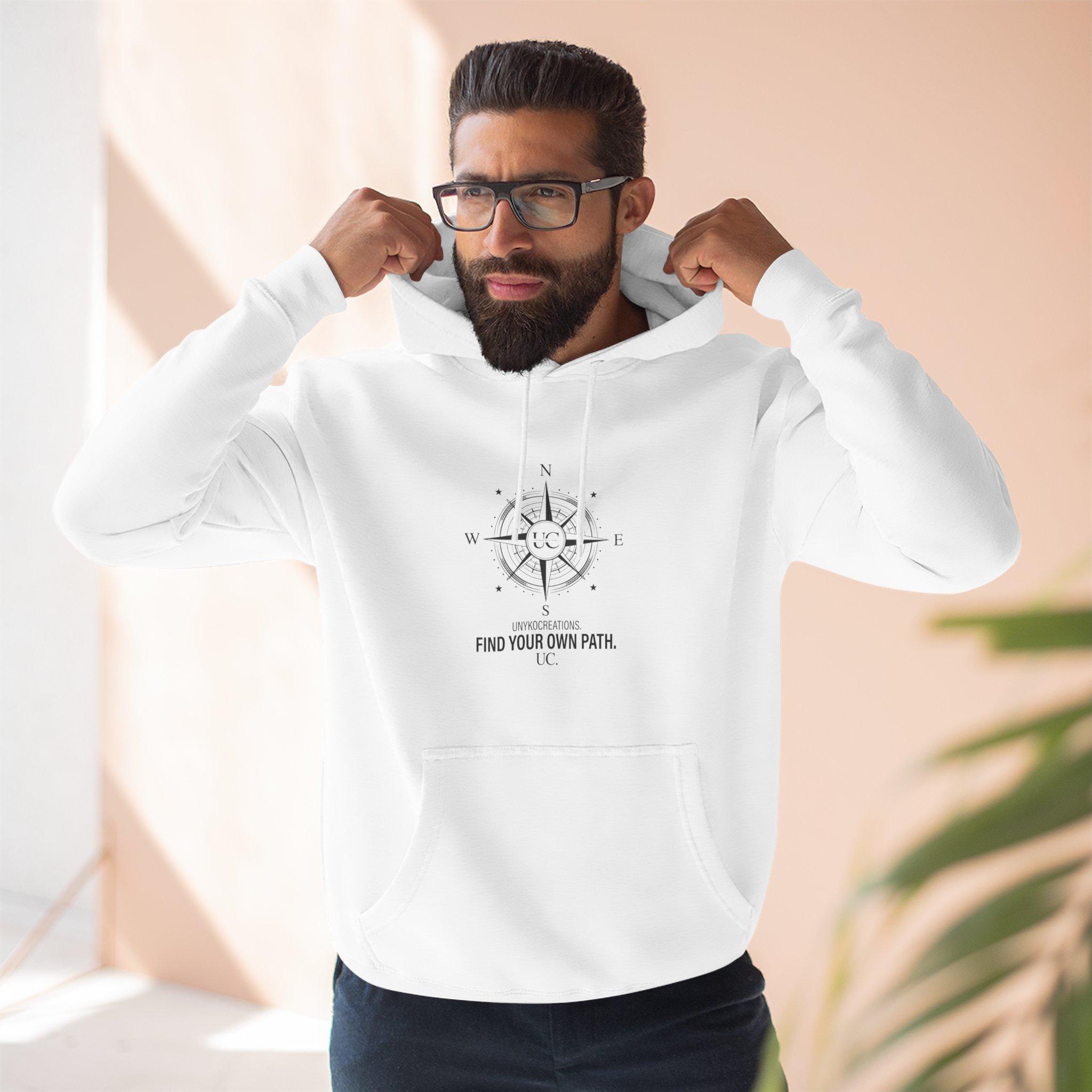 Compass Graphic Hoodie - "Find Your Own Path" Minimal Adventure Pullover 1 Compass Graphic Hoodie - "Find Your Own Path" Minimal Adventure Pullover