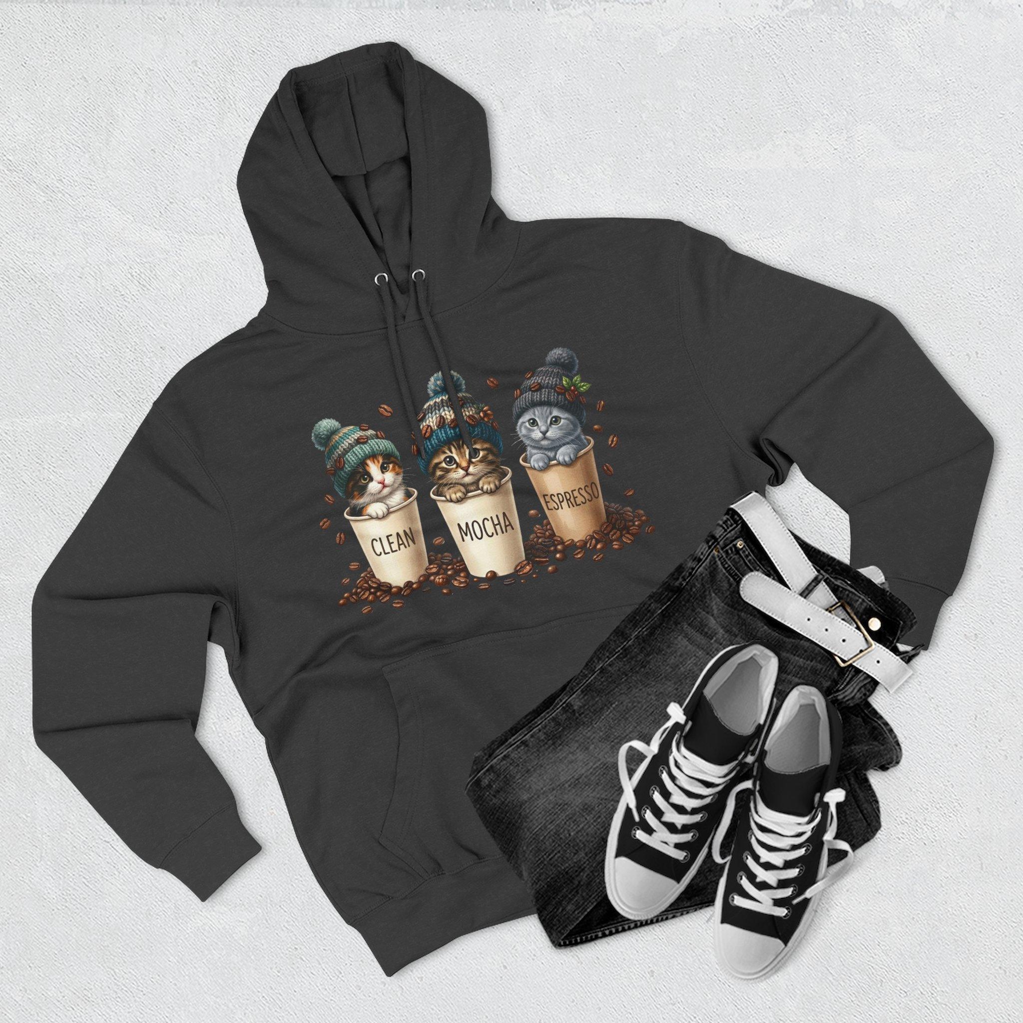 Coffee Cats Hoodie — Cute 'Clean Mocha Espresso' Cat Coffee Cups Fleece Pullover 13 Coffee Cats Hoodie — Cute 'Clean Mocha Espresso' Cat Coffee Cups Fleece Pullover - Imagen 13