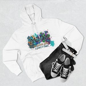 Sudadera con capucha para gamers "Un legado de poder" estampado con salpicaduras de pintura "Un legado de poder en el juego"".