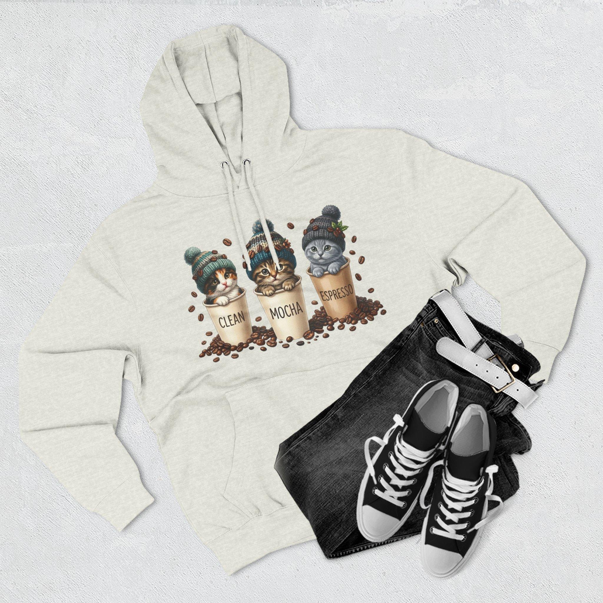 Coffee Cats Hoodie — Cute 'Clean Mocha Espresso' Cat Coffee Cups Fleece Pullover 18 Coffee Cats Hoodie — Cute 'Clean Mocha Espresso' Cat Coffee Cups Fleece Pullover - Imagen 18