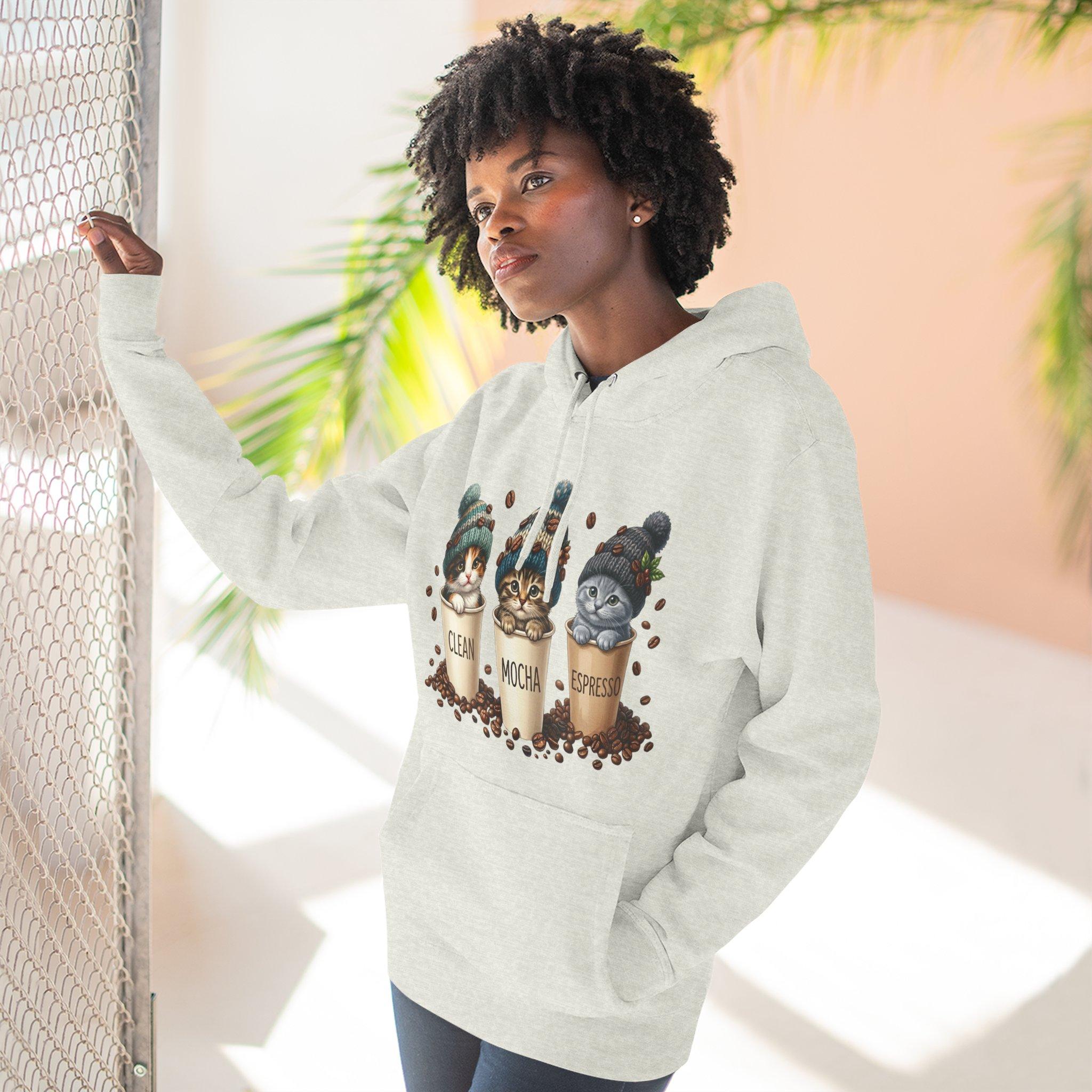 Coffee Cats Hoodie — Cute 'Clean Mocha Espresso' Cat Coffee Cups Fleece Pullover 17 Coffee Cats Hoodie — Cute 'Clean Mocha Espresso' Cat Coffee Cups Fleece Pullover - Imagen 17