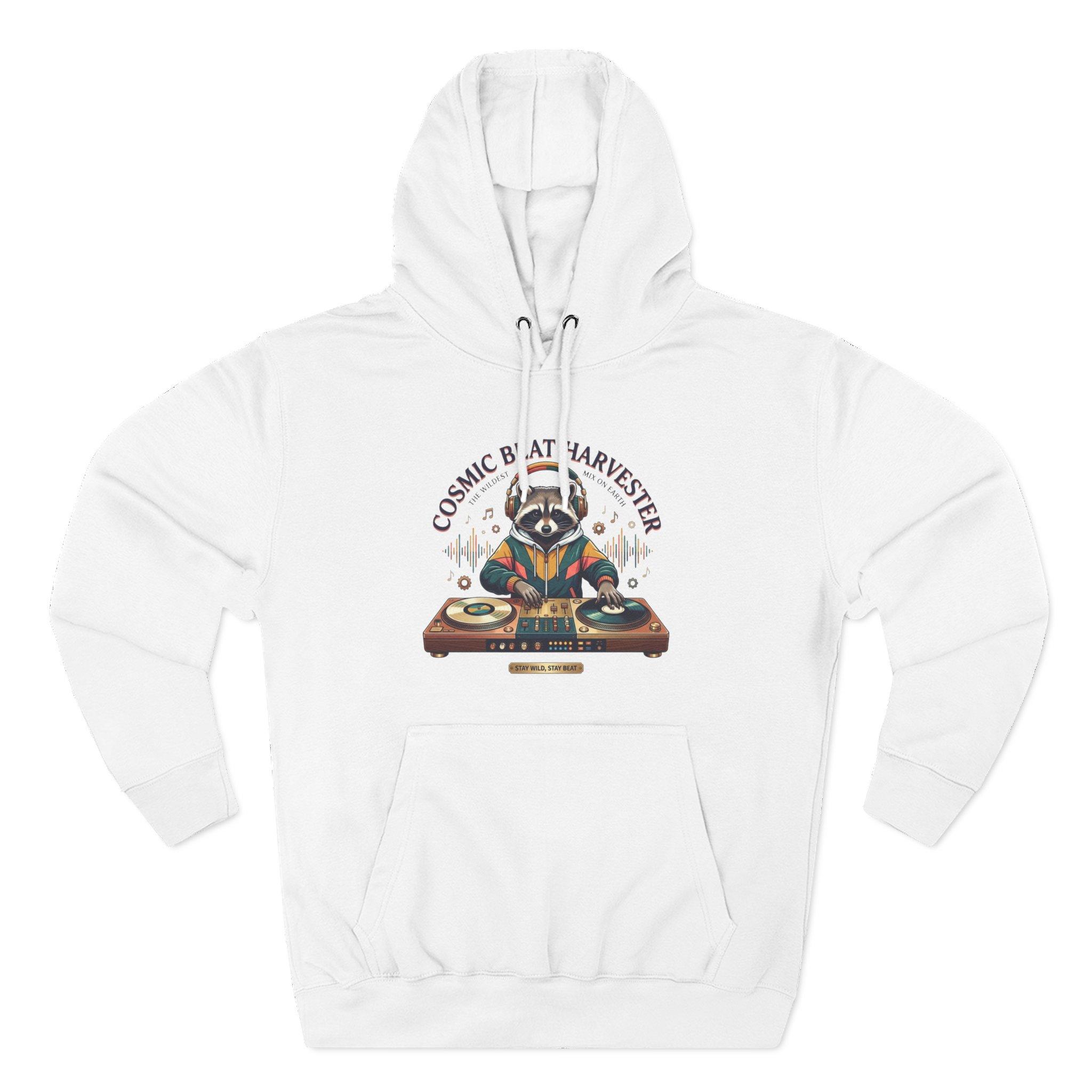 DJ Raccoon 'Cosmic Beat Harvester' Fleece Hoodie — Graphic Music Lover Pullover 9 DJ Raccoon 'Cosmic Beat Harvester' Fleece Hoodie — Graphic Music Lover Pullover - Imagen 9