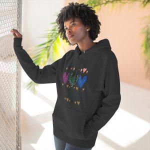 Heart Pattern Hoodie - Colorful Hearts Graphic Pullover for Women & Teens