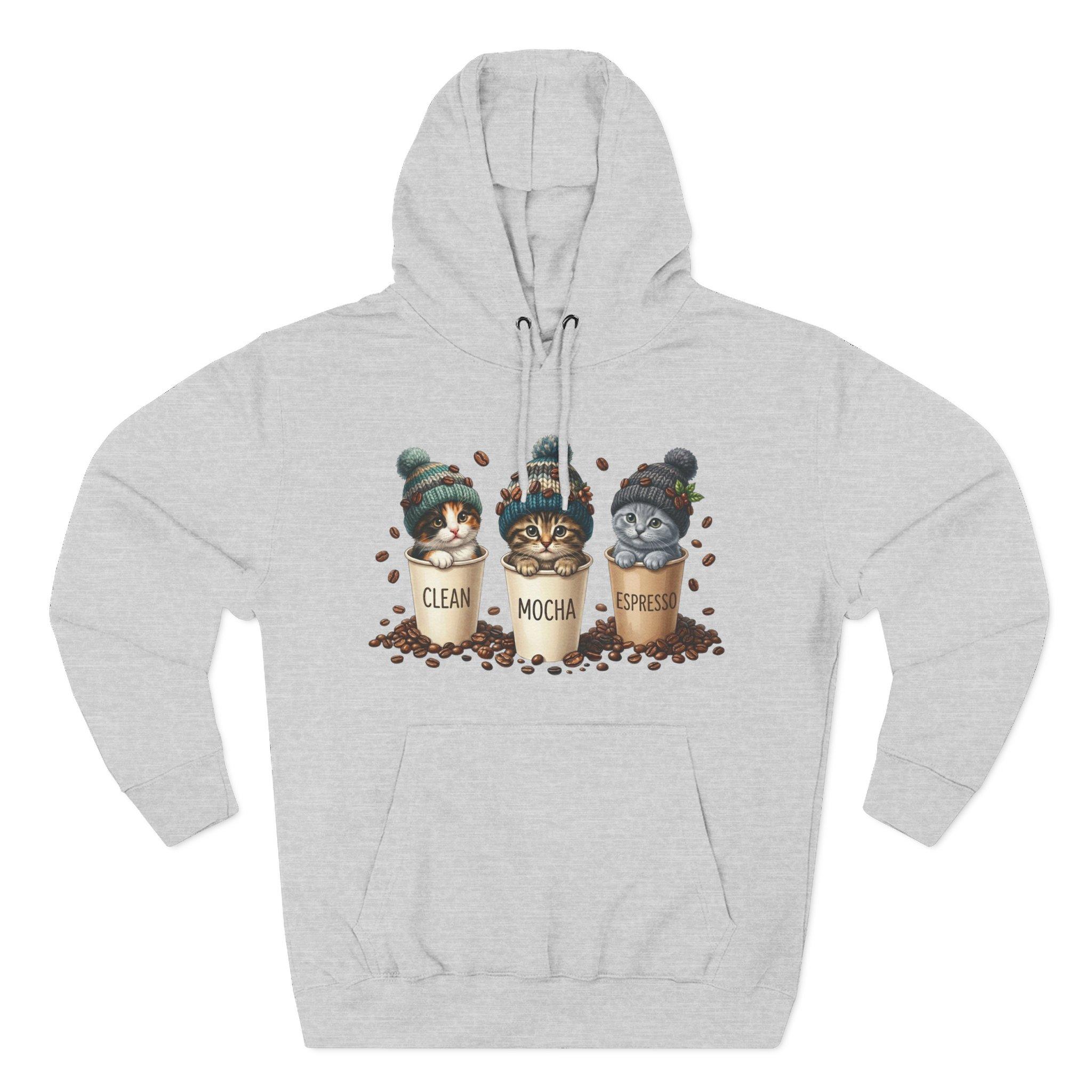 Coffee Cats Hoodie — Cute 'Clean Mocha Espresso' Cat Coffee Cups Fleece Pullover 9 Coffee Cats Hoodie — Cute 'Clean Mocha Espresso' Cat Coffee Cups Fleece Pullover - Imagen 9