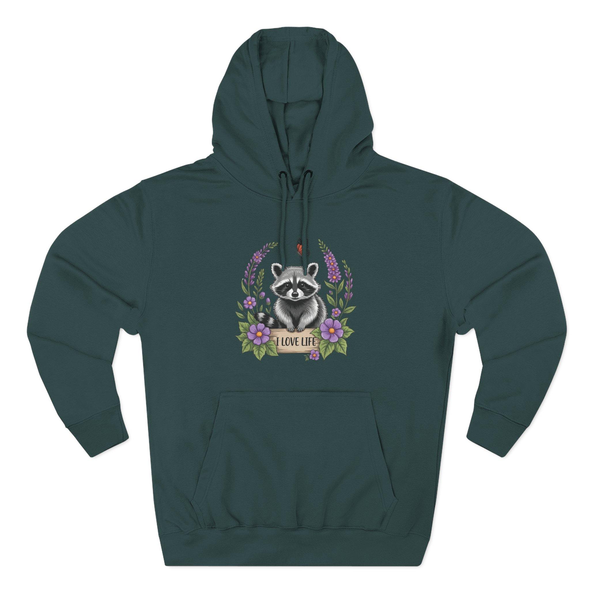 Raccoon Floral 'Love Life' Hoodie – Cute Woodland Animal Pullover 18 Raccoon Floral 'Love Life' Hoodie – Cute Woodland Animal Pullover - Imagen 18