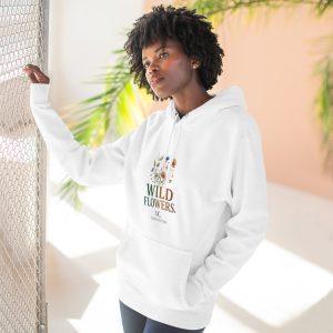 Wild Flowers Hoodie — Minimal Botanical Graphic Fleece Pullover