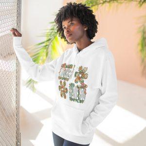 Sudadera con capucha floral "Mother I Love You" — Sudadera polar retro con estampado floral