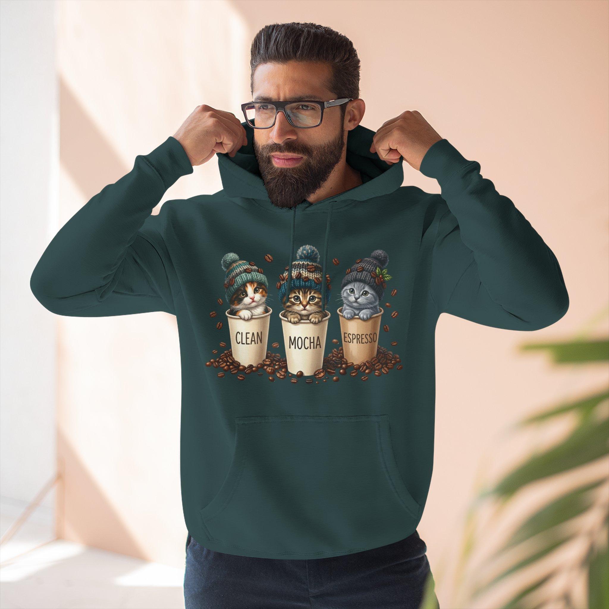 Coffee Cats Hoodie — Cute 'Clean Mocha Espresso' Cat Coffee Cups Fleece Pullover 21 Coffee Cats Hoodie — Cute 'Clean Mocha Espresso' Cat Coffee Cups Fleece Pullover - Imagen 21
