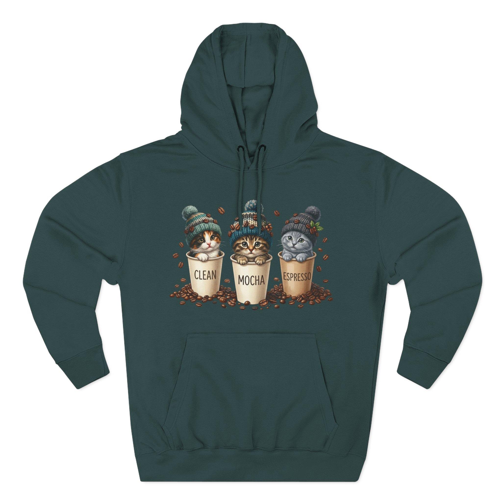 Coffee Cats Hoodie — Cute 'Clean Mocha Espresso' Cat Coffee Cups Fleece Pullover 24 Coffee Cats Hoodie — Cute 'Clean Mocha Espresso' Cat Coffee Cups Fleece Pullover - Imagen 24