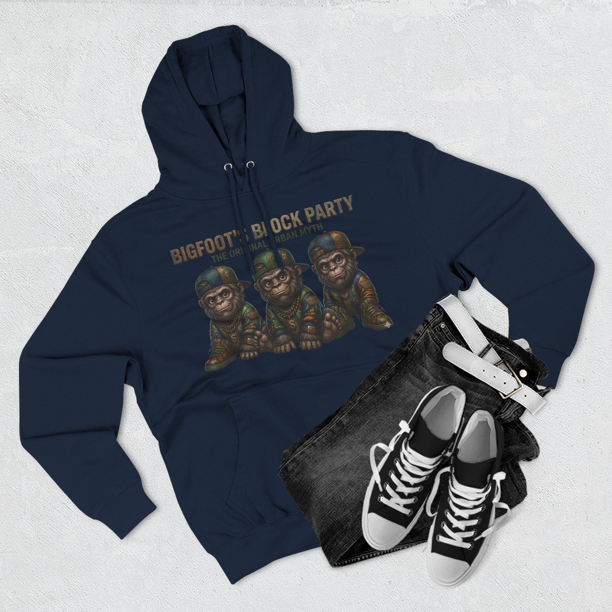 Bigfoot's Block Party Hoodie — Three Baby Sasquatch Crew Fleece Pullover 8 Bigfoot's Block Party Hoodie — Three Baby Sasquatch Crew Fleece Pullover - Imagen 8