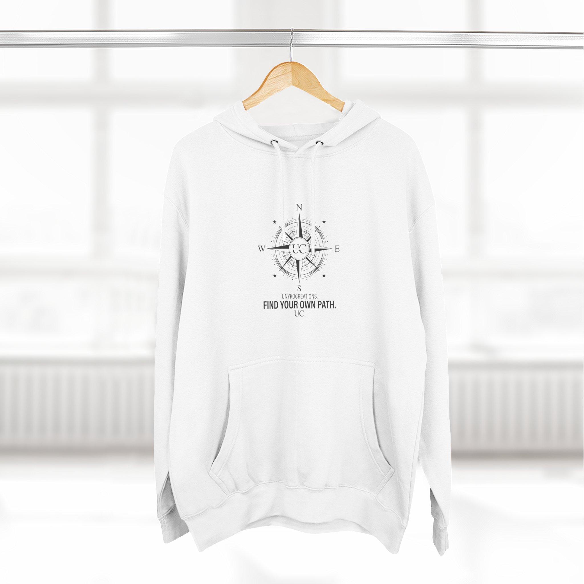 Compass Graphic Hoodie - "Find Your Own Path" Minimal Adventure Pullover 3 Compass Graphic Hoodie - "Find Your Own Path" Minimal Adventure Pullover - Imagen 3