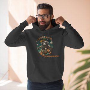 Raccoon Space Hoodie — "I Need Oxygen" Retro Astronaut Graphic