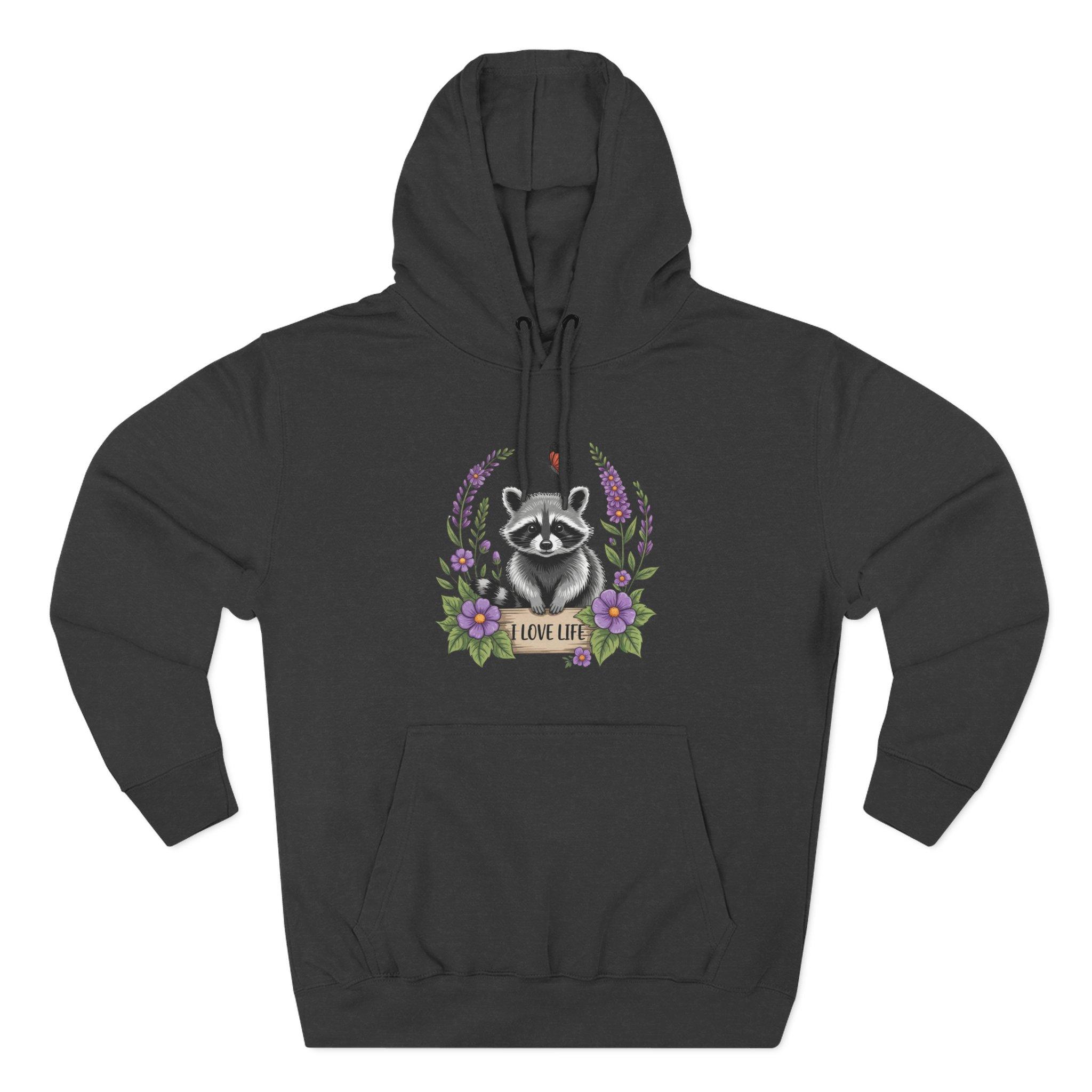 Raccoon Floral 'Love Life' Hoodie – Cute Woodland Animal Pullover 10 Raccoon Floral 'Love Life' Hoodie – Cute Woodland Animal Pullover - Imagen 10