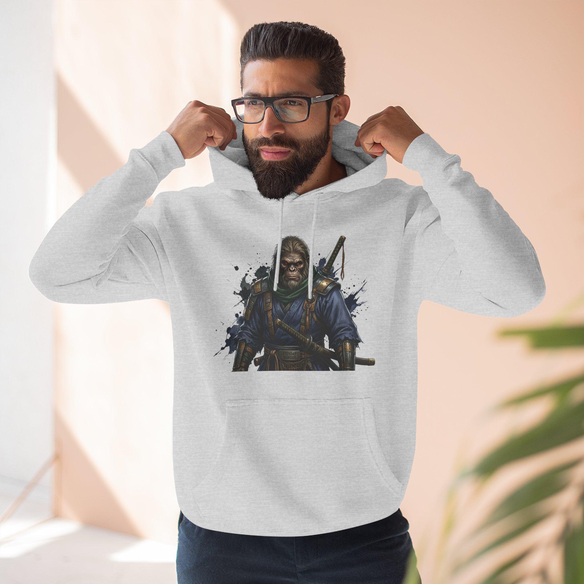 Samurai Warrior Fleece Hoodie — Three-Panel Graphic Pullover with Swords 7 Samurai Warrior Fleece Hoodie — Three-Panel Graphic Pullover with Swords - Imagen 7