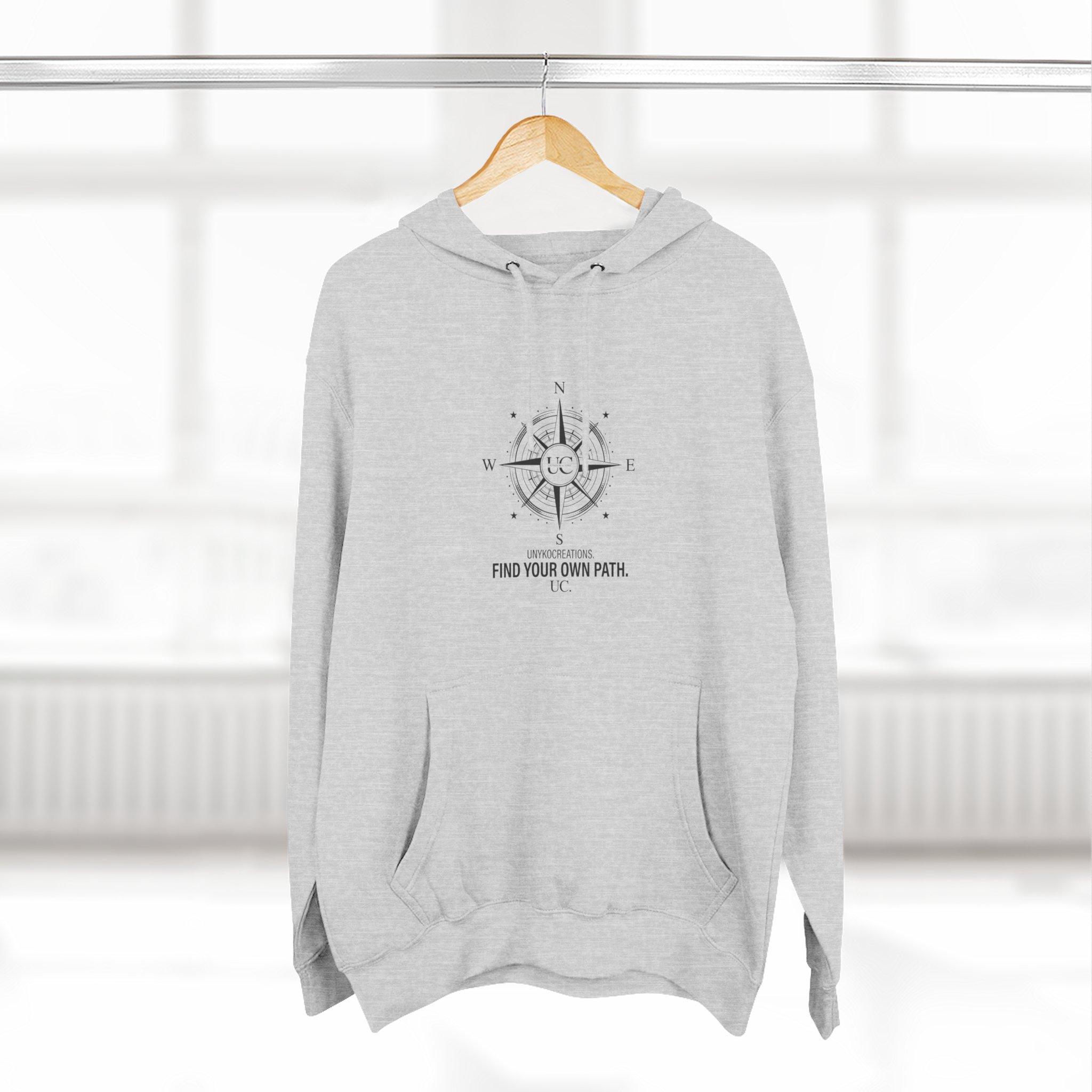 Compass Graphic Hoodie - "Find Your Own Path" Minimal Adventure Pullover 6 Compass Graphic Hoodie - "Find Your Own Path" Minimal Adventure Pullover - Imagen 6
