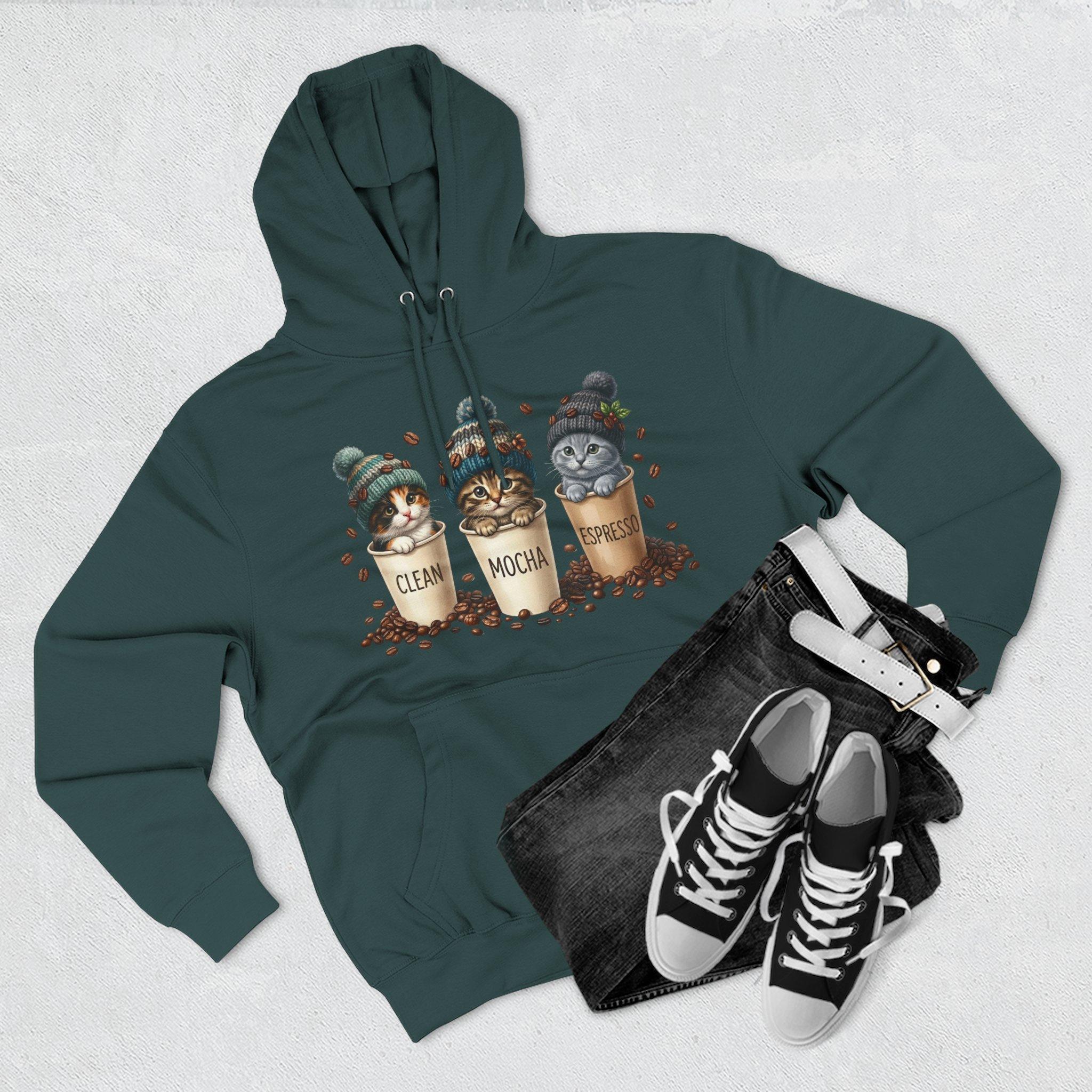 Coffee Cats Hoodie — Cute 'Clean Mocha Espresso' Cat Coffee Cups Fleece Pullover 23 Coffee Cats Hoodie — Cute 'Clean Mocha Espresso' Cat Coffee Cups Fleece Pullover - Imagen 23